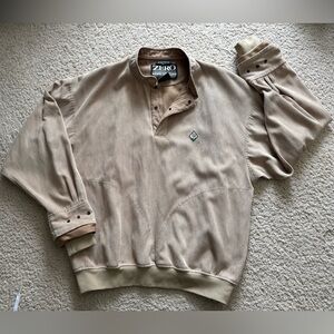 Vintage Zero Restriction Golf Outerwear Tan Microsuede Pullover Jacket